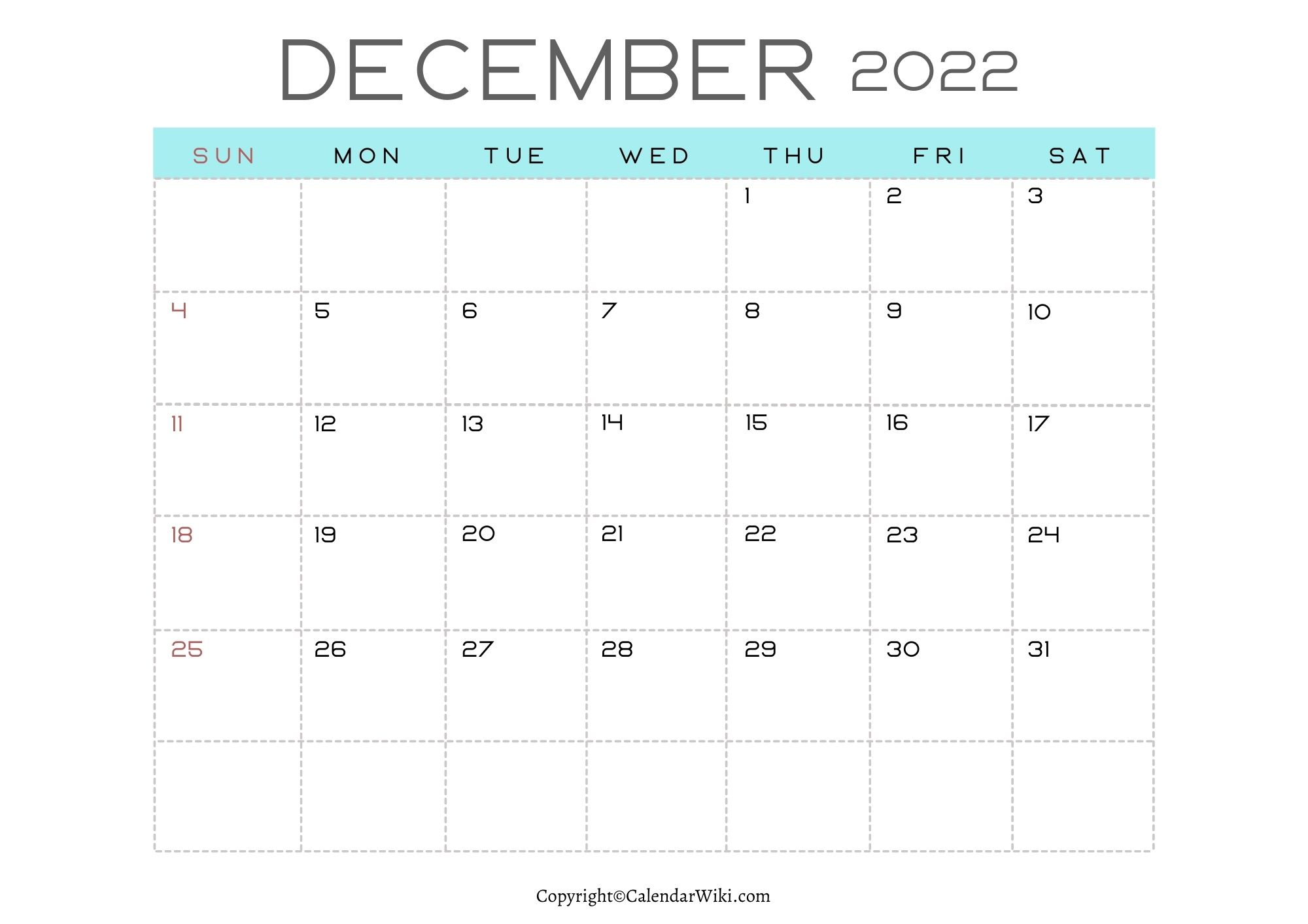2022 Calendar December