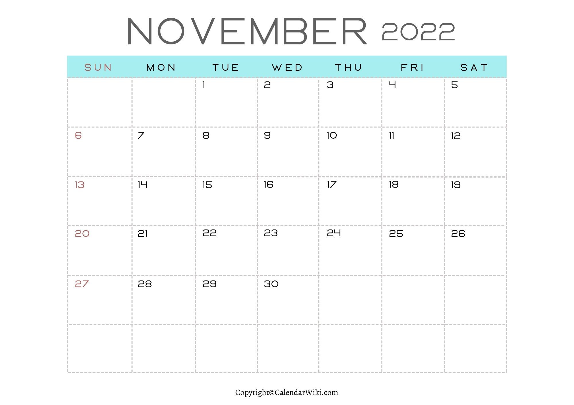 2022 Calendar November