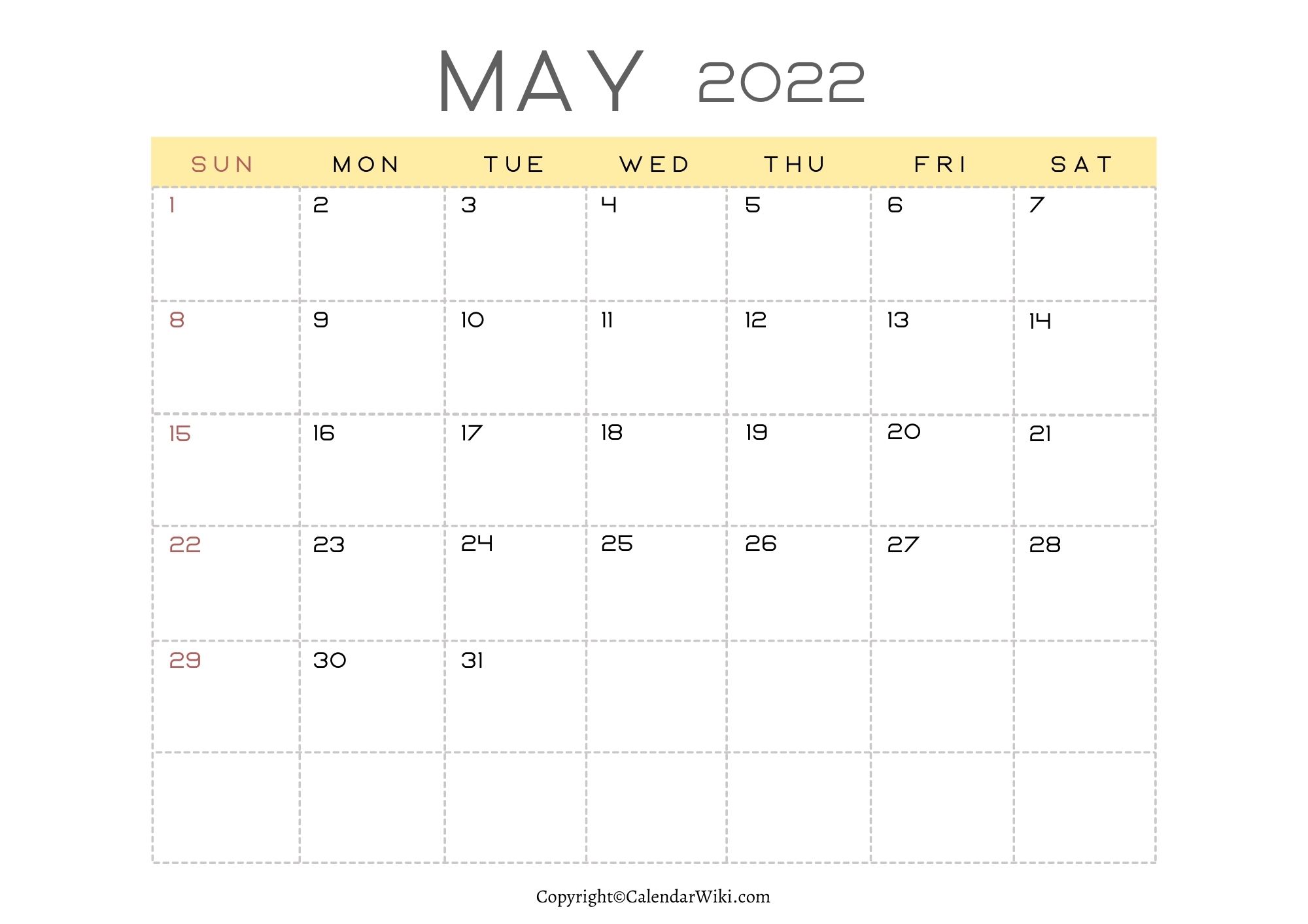 2022 May Calendar