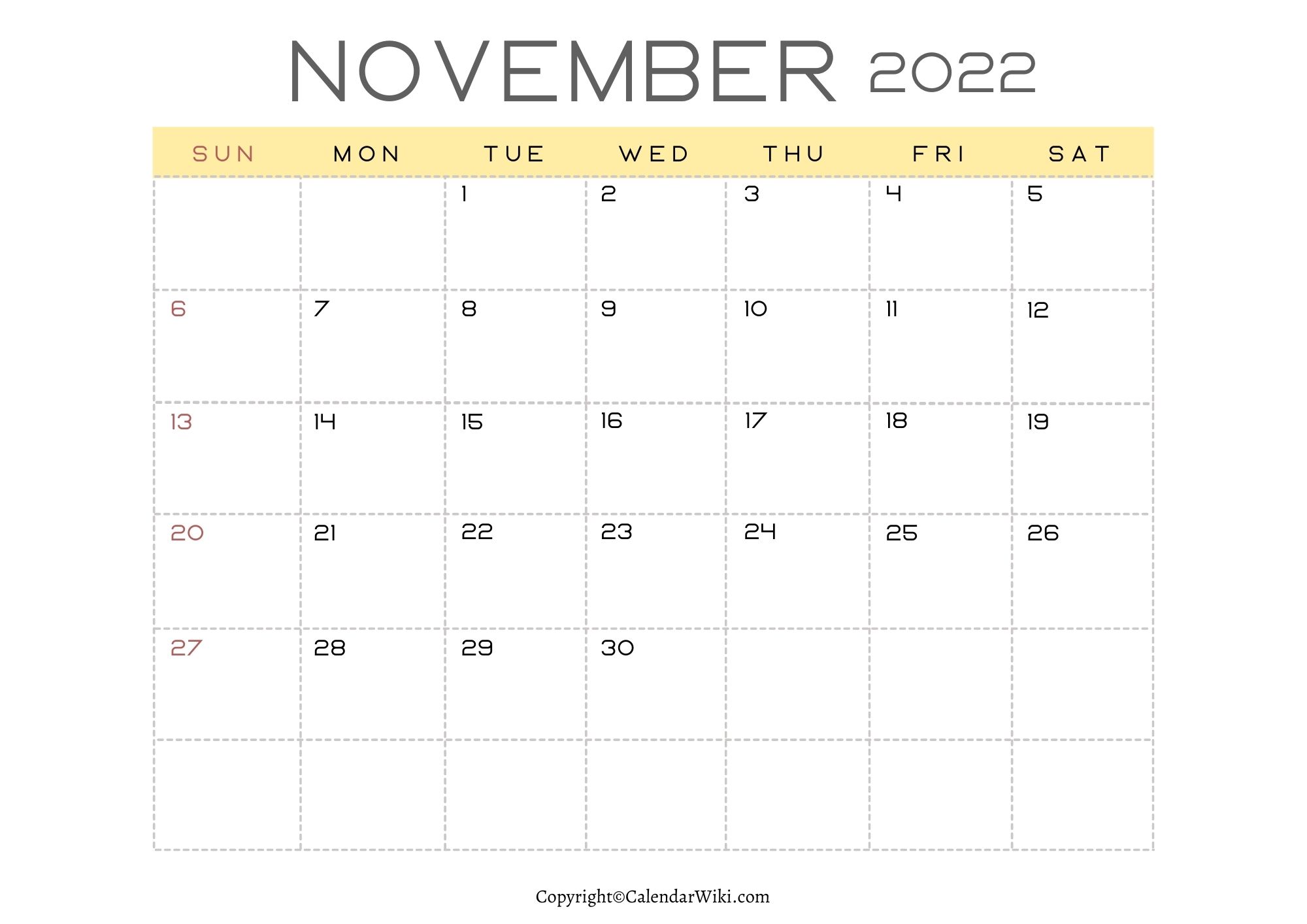2022 November Calendar