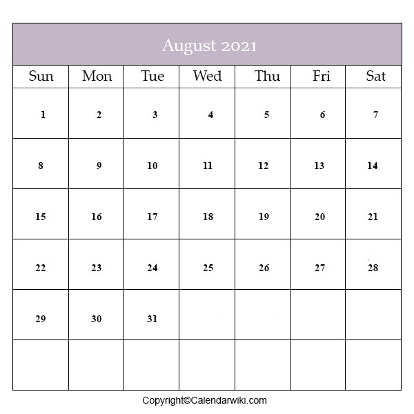 Free August 2021 Printable Calendars Editable And Blank