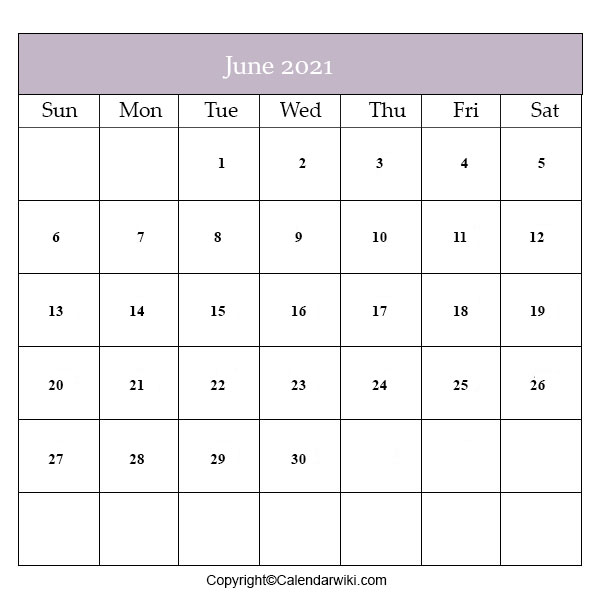 Calendar 2021 June