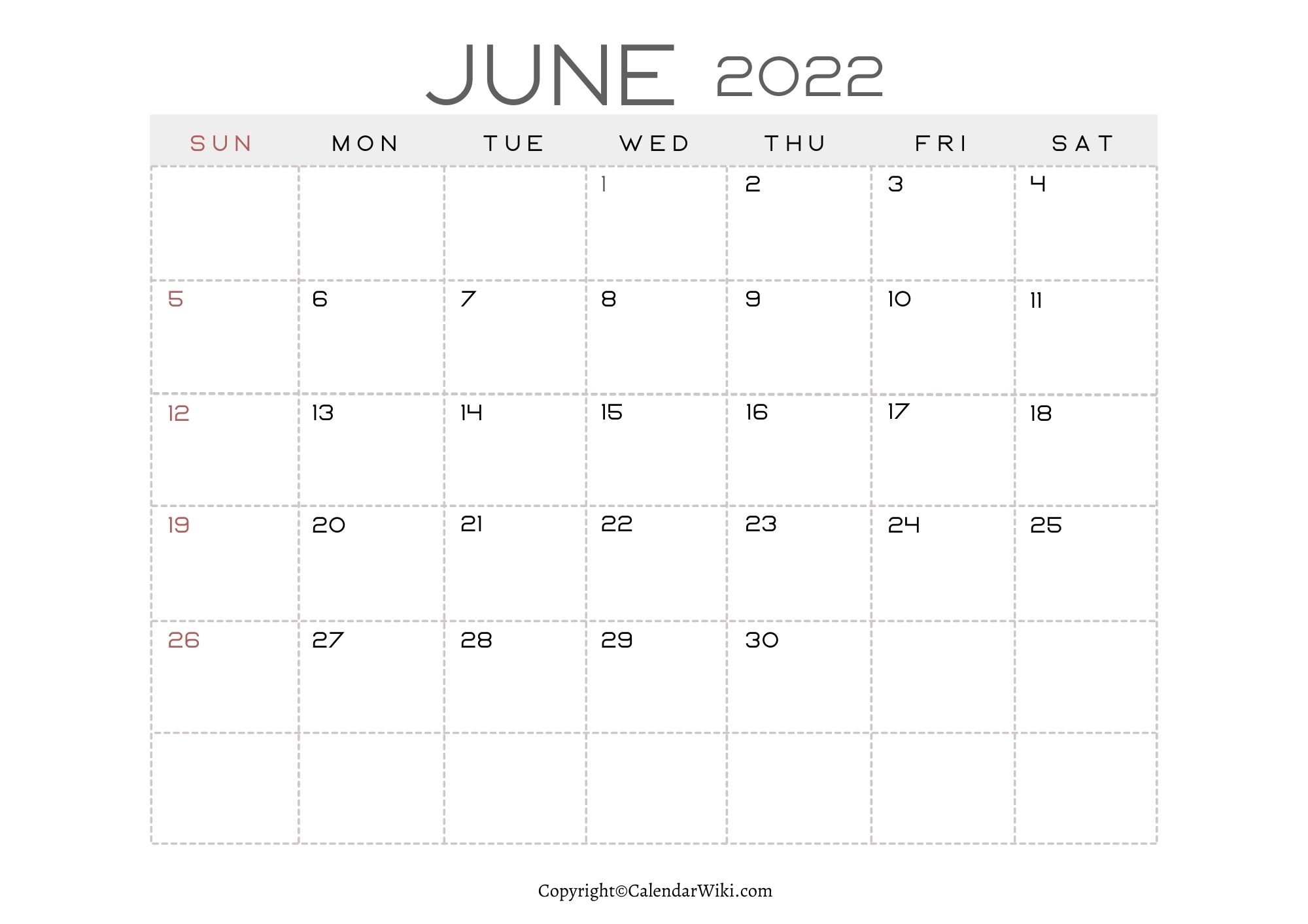 Calendar 2022 June
