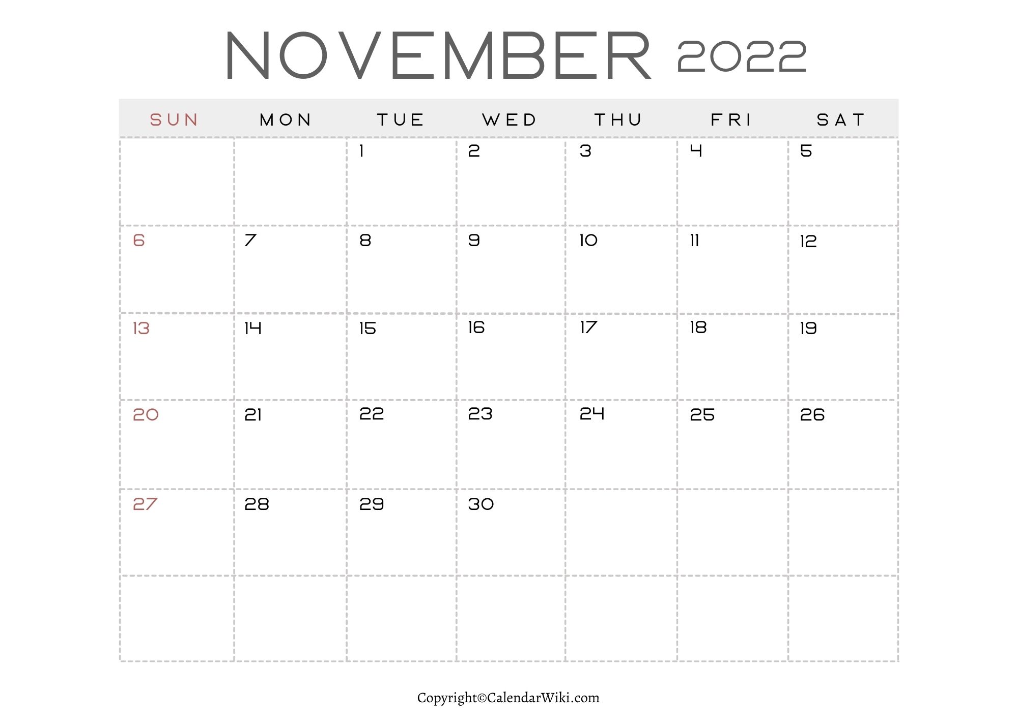 Calendar 2022 November