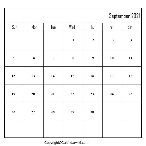 September 2021 Calendar Calendarwiki Com