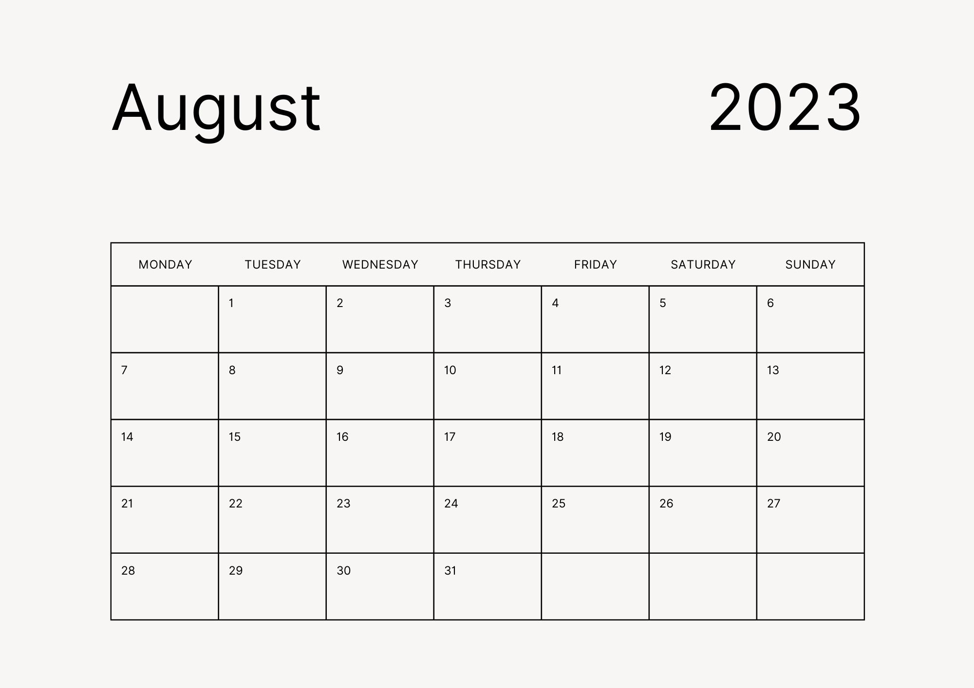 August Calendar 2023 With Holidays
