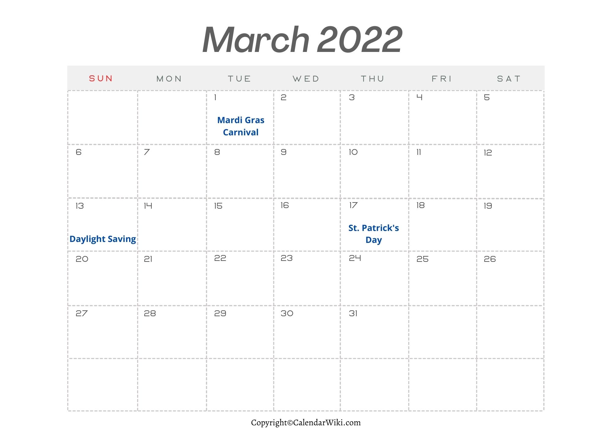 March Holidays 2022