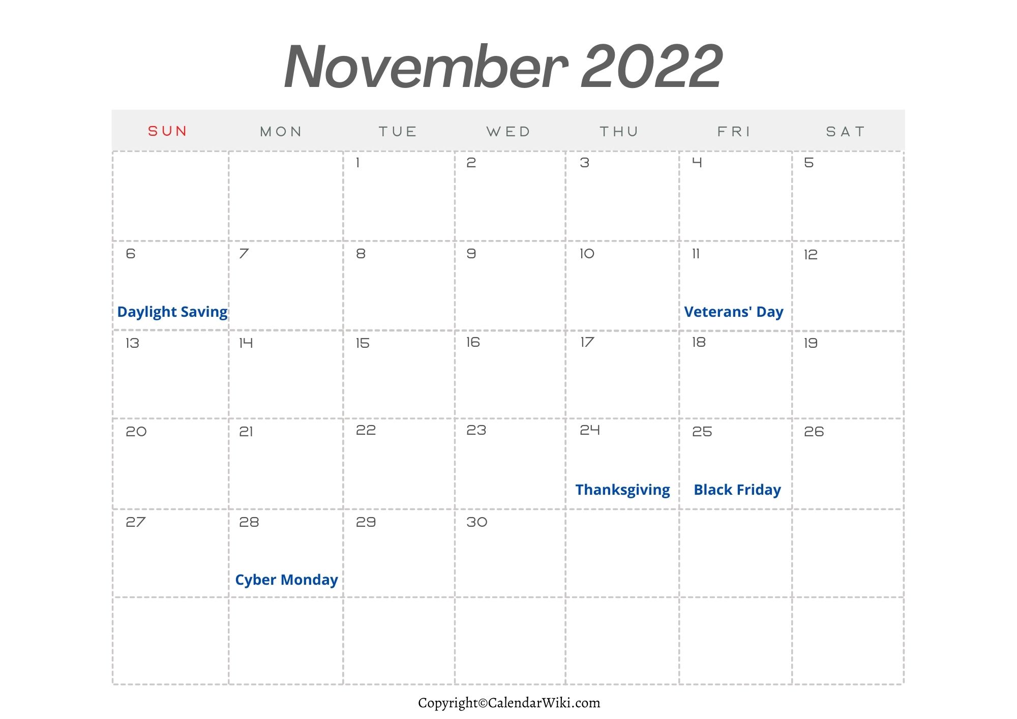 November Holidays 2022