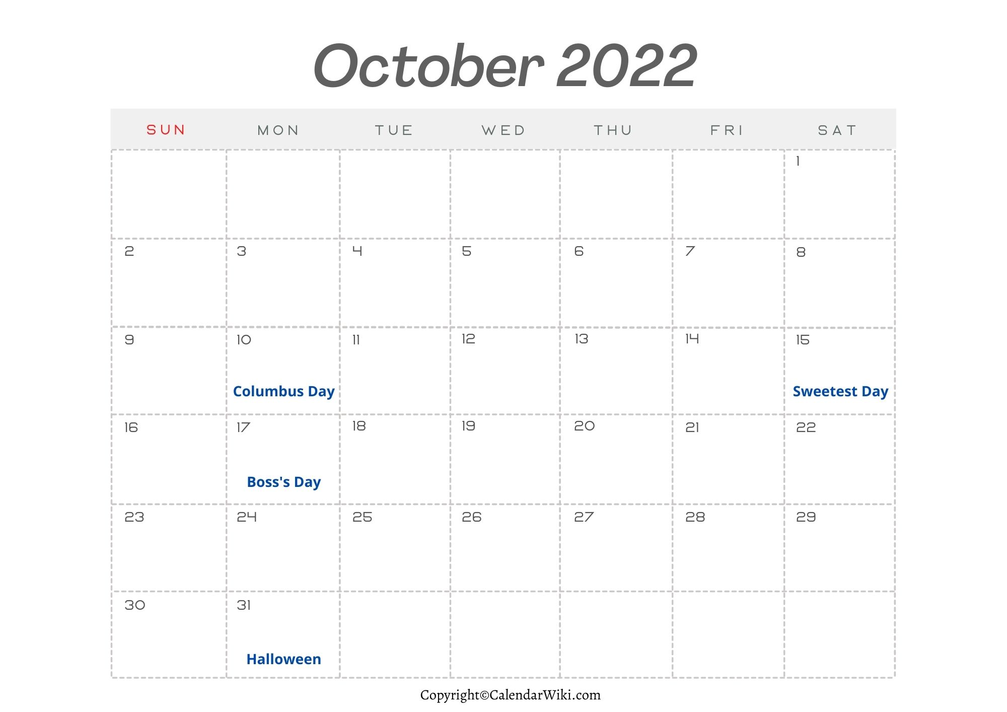 October Holidays 2022