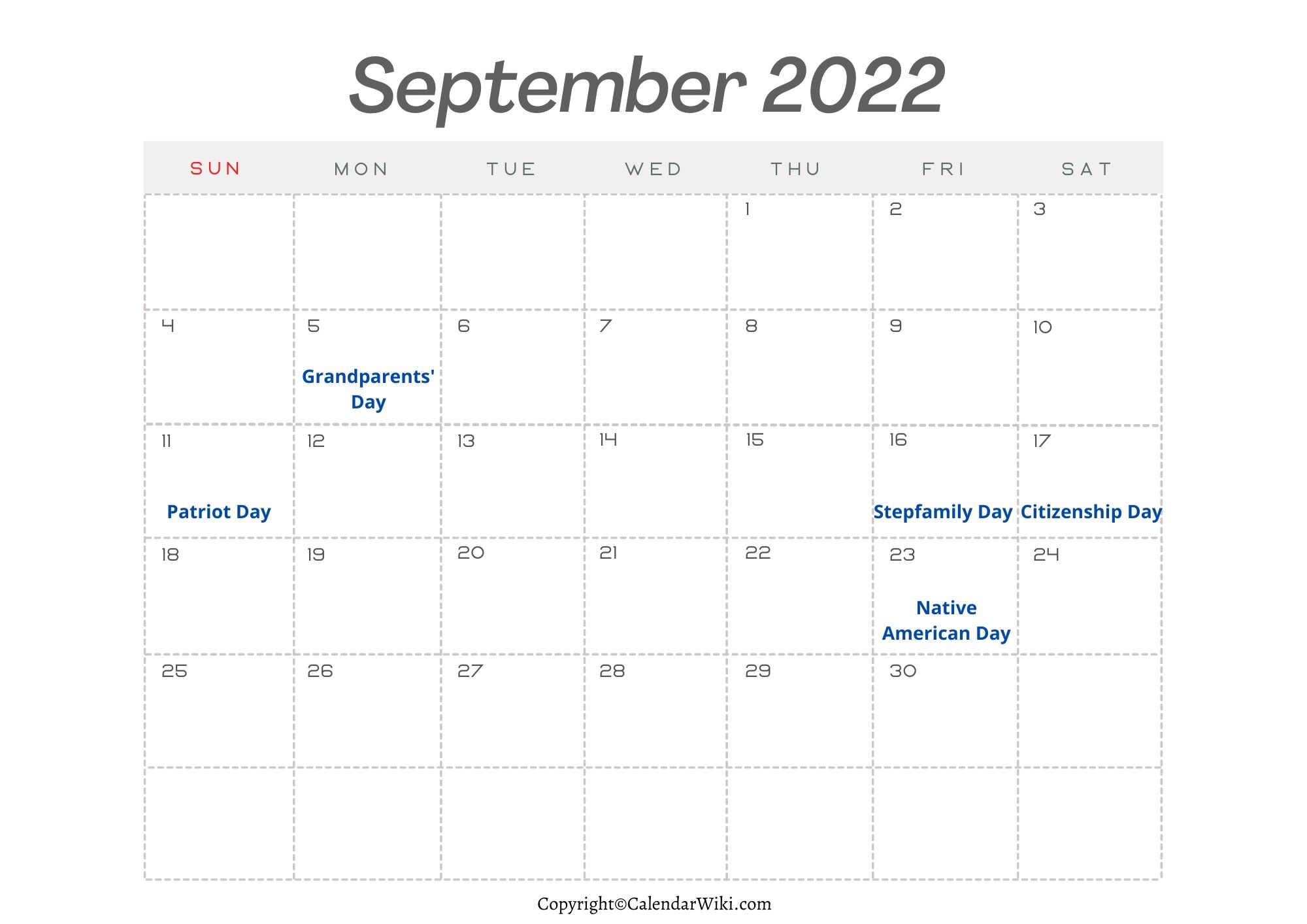 September Holidays 2022