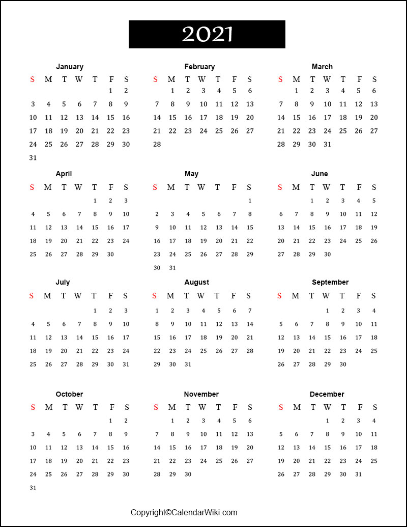 2021 Calendar Template