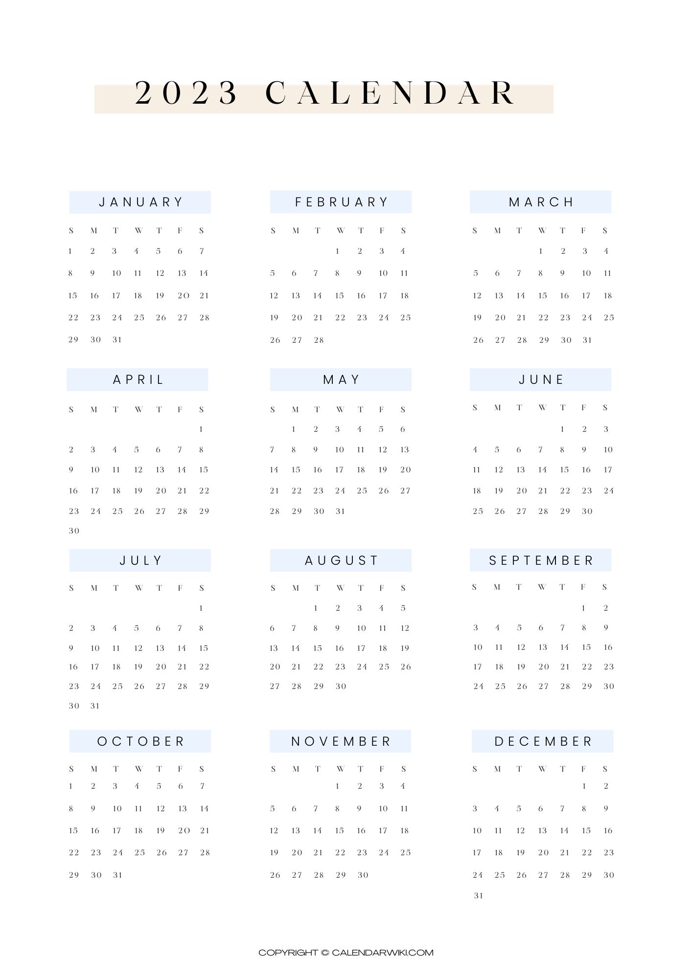 Calendar Printable 2023