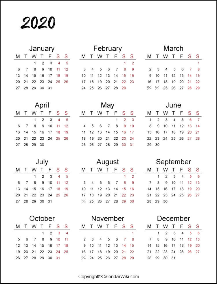 Free Printable Calendar 2020 Templates [PDF, Word]
