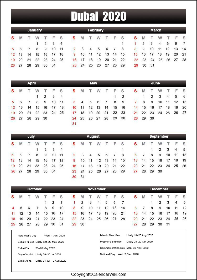 visit dubai calendar