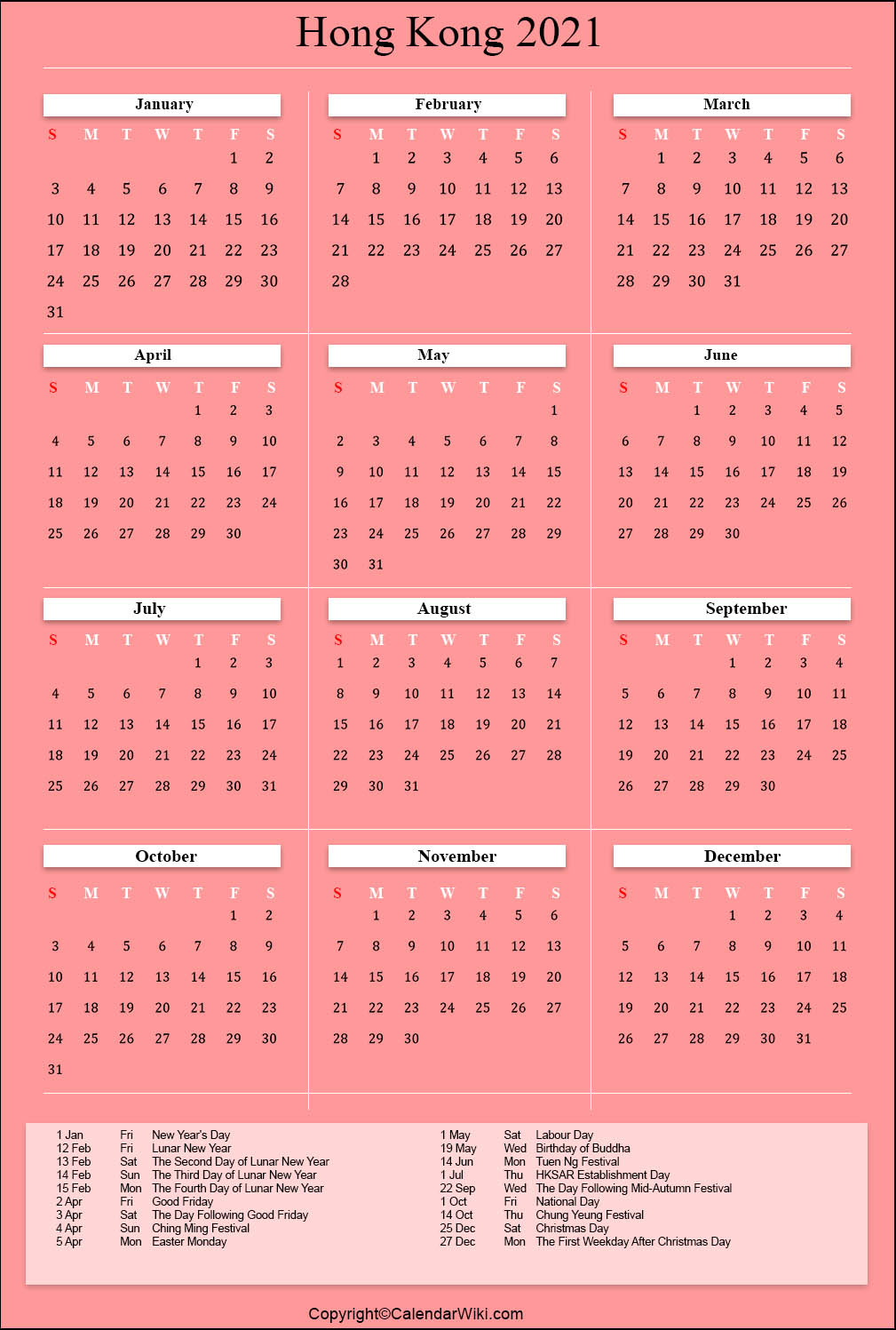 2021 Public Holidays Hong Kong Calendar Schedule Of National Holidays